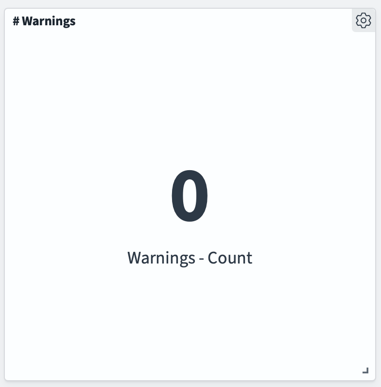 A panel displaying the number of warnings.
